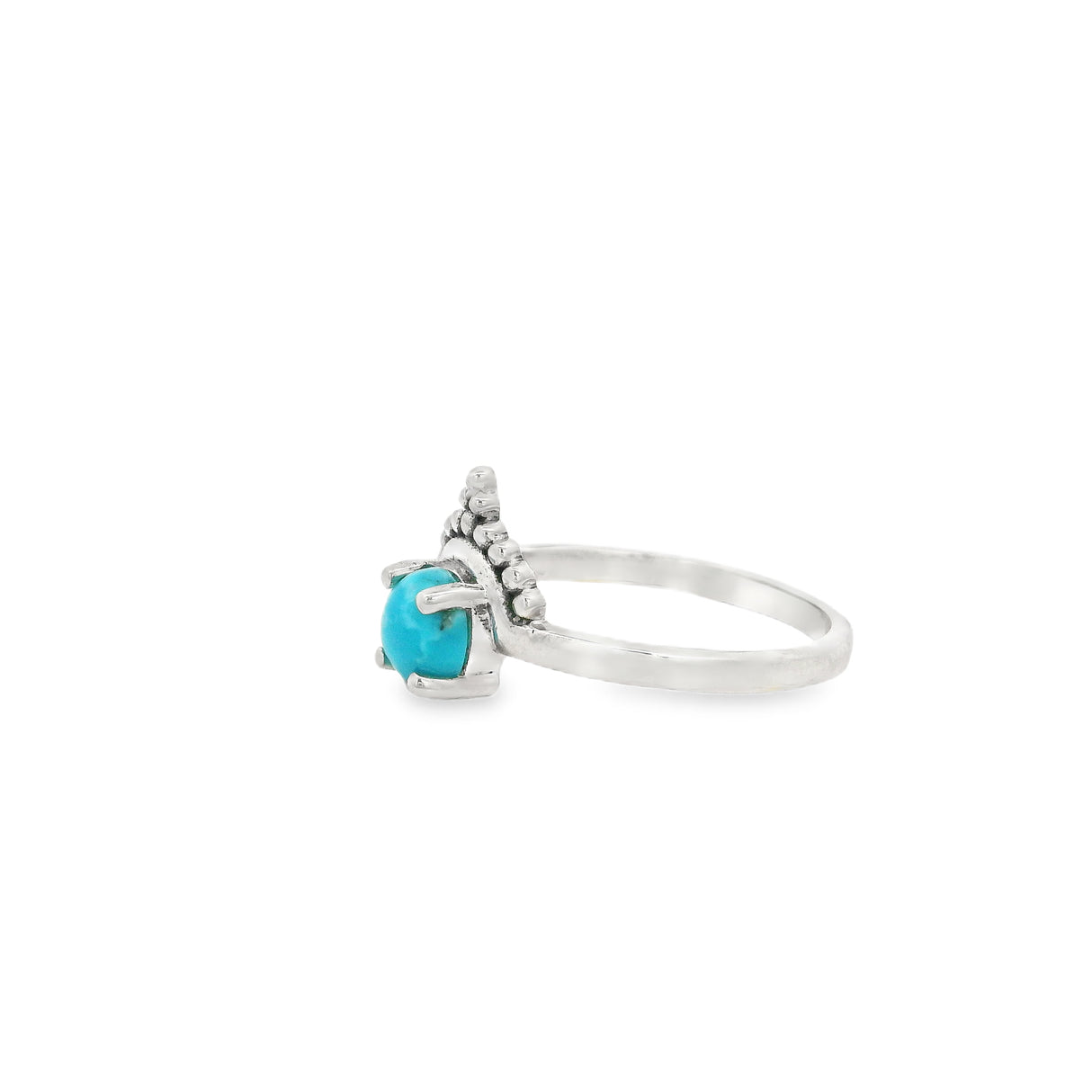 Arizona Tq Ring 4mm Round With Dot Crown Detail