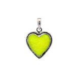 Yellow Balloon Opal Heart Pendant - Bezel Set with Flare Silver Edge