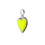 Yellow Balloon Opal Heart Pendant - Bezel Set with Flare Silver Edge